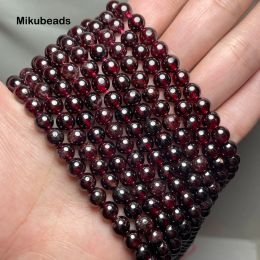 Wholesale Natural 6mm A+ Red Garnet Smooth Round Loose Beads For Making Jewellery DIY Necklace Bracelet Strand