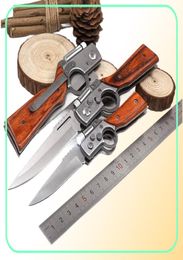 AK47 RIFLE Gun Shaped Folding Knife S Size 440 Blade Pakka Wood Handle Pocket Tactical Camping Outdoors Survival Knives With LED L6039167