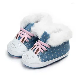 Boots Baby Shoes Girls Winter Born Warm Dot Print Infant Snow Plus Velvet 0-12M