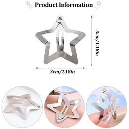 2/30pcs Silver Star Hairpins for Women Stars Filigree Metal Snap Hair Clips Girls Side Hair Grip Y2K Barrettes Hair Accessories