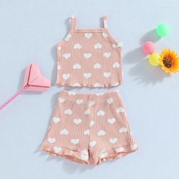 Clothing Sets Born Infant Baby Girl Outfit Ribbed Summer Clothes Sleeveless Camisole Tops And Stretch Shorts Set