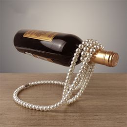 Wholesale Elegant Pearl Necklace Suspended Red Wine Rack Creative Home Desktop Decoration Light Style Decorations LT888