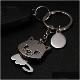 Key Rings 50Pcs Lot 360-Revoing Cat Keychain Cute Ring For Women Dog Chain Holder Portachiavi Bag Charm 216M Drop Delivery Jewelry Dhu0V