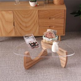 1/12 1/6 Dollhouse Miniature Wooden Acrylic Coffee Table Dining Table Furniture Model Dolls House Life Scene Decor Children Gift