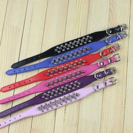 Dog Collars 30pcs/lot Punk Style Spiked Pet Collar Round Nail Rivet Studded Neck Strap Pitbull PU Leather Roduc