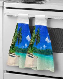 Towel Beach Coconut Tree Sea Scenery Hand Household Absorbent Kitchen Lazy Rag Wipe Microfiber