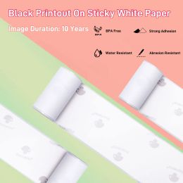 T02 Sticky White Thermal Paper for Phomemo T02 Mini Pocket Printer Self-Adhesive Paper-10-Years-50mmx3.5m White Paper 3 Rolls