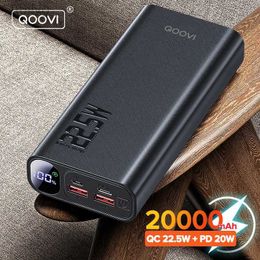 Cell Phone Power Banks QOOVI Power Bank 20000mAh Portable PD 20W Fast Charging Poverbank Mobile Phone External Battery Powerbank For iPhone 13 2443