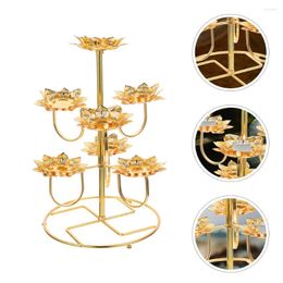 Candle Holders Lotus Lights Flower Base Seven-star Lamp Holder Ornaments Tealights Metal Candlestick