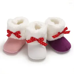 Boots Infant Born Baby Girls Snow Lovely Girl Thicken Cashmere Plush Winter Fashion Bowknot Warm Shoes