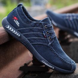 Boots 2023 Spring Men Canvas Shoes Flat Casual Shoes Lace Up Comfortable Breathable Shoes Man Flats Size 39 44