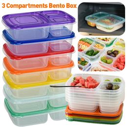 Dinnerware Microwave Lunch Box 3 Compartments Storage Container Kids School Office Portable PP Large Capacity Bento