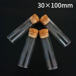 Supplies 6pcs/lot 30x100mm Glass Test Tube with Cork Flat Bottom Transparent Lab Empty Scented Tea Drink Candy Storage Tubes