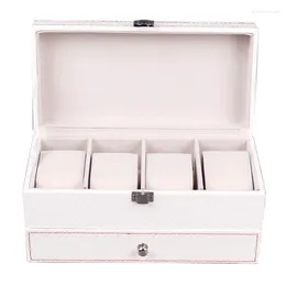 Jewellery Pouches 4 Slot Watch Storage Box Drawer Display Leather Square