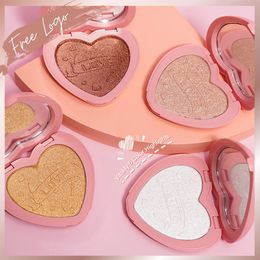 Heart Shape Shimmery Pressed Powder Highlighter Palette Custom Bronzer Face Makeup Cosmetic Brightening with Mirror Package 240327