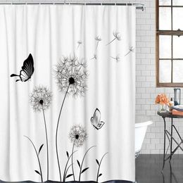 Shower Curtains Dandelion Curtain Hooks Farmhouse Bath Farm Rustic Retro Wood Board Wishes Floral Plant Screen