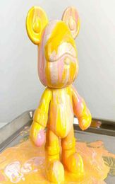 DIY Fluid Dyed Bear Statue Resin Nordic Home Living Room Decor Figurines for Interior Desk Accessories Kawaii Room Decoration T2209932878