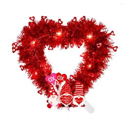 Decorative Flowers Love Heart Wreath Happy Valentine Day Door Garlands Wall Decor Wedding For Weedings Room With LED Lights