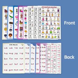 8 PCS English CVC Word Learning Phonics Posters children kid Word Family Big Card educational toy for kindergarten classroom