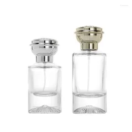 Storage Bottles 5pcs Perfume Refillable Bottle Clear Glass 30ml 50ml Luxury Gold Silver Lid Empty Round Cosmetic Crimpless Mist Spray