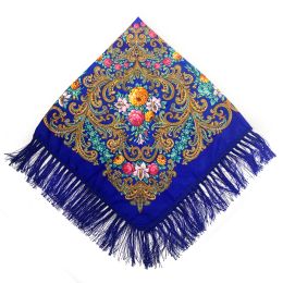 Estilo russo estampa floral lenço quadrado feminino fingring badana shawl babushka lenço feminino manta de cabeça envolta