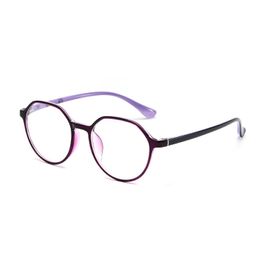 1215 Korean Style Retro Round Frame Myopia Glasses Frame TR90 Flat Glasses Trendy Artistic Glasses Frame for Men and Women Students