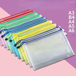 Storage Bags Mesh Zipper Document Pouch Bag Waterproof Plastic File Folders Pencil Case Travel School Office Appliances