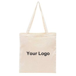 Wholesale 100pcslot Eco Friendly Cotton Shopping Canvas Tote Bag with Custom Printed 240328