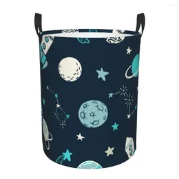 Laundry Bags Basket Cute Space Rocket Star Planet Probe Cloth Folding Dirty Clothes Toys Storage Bucket Household