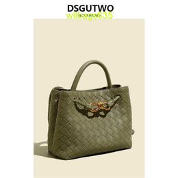 Leather Tote BottegvVenet Andiamo Bags Dsgutwo Advanced Weaving Handbag Metal Rope Buckle Tote Bag Single Shoulder Crossbody Bag Retro Wome have logo HBBN8G