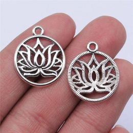 Charms Vintage Jewelry Round Lotus Supplies Accessories For Women 20pcs