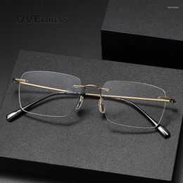 Sunglasses Frames Rimless Pure Titanium Glasses Frame Men 2024 Frameless Prescription Eyeglasses Women Myopia Optical Eyewear Spectacles