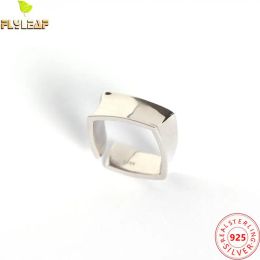 Rings Platinum Plating Square Glossy Open Rings For Women 925 Sterling Silver Bump Ring Femme Fine Jewelry