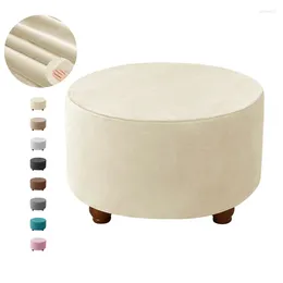 Chair Covers Velvet Round Ottoman Elastic All-inclusive Footrest Stretch Footstool Slipcovers Furniture Protector Living Room