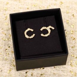 Luxury quality charm stud earring with diamond in 18k gold plated simple designer have stamp box PS3399B