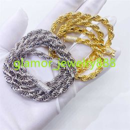 VVS Moissanite Buckle 6mm Rope Chain Tennis Guban Necklace Gold 925 Silver Mens Hiphop Geometric 4mm Moissanite Cuban Link Chain