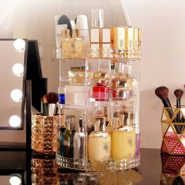 Sets Dressing Table Storage Box 360 Degree Rotation Skincare Product Rack Fashion Acrylic Makeup Organizer for Cosmetic Lipstick Case