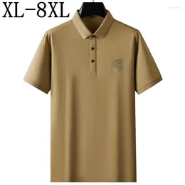 Men's Polos 8XL 7XL 6XL 2024 Summer Design 90.7% Cotton Polo Shirt Men Tops High End Business Casual Mens Shirts Oversized Loose T-shirt