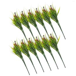 Decorative Flowers 12 Pcs Artificial Lavender Flower Fake Faux DIY Arrangement Decor Plastic Green Grass