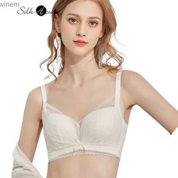 Women's Panties Ribbon strapless bra lace and sexy gathering mulberry silk lingerie thin collection breathable side chestL2404