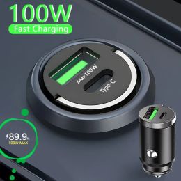 100W Car Charger 5A Fast Charing 2 Port 12-24V Cigarette Socket Lighter Car USBC Charger For iPhone Power Adapter