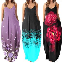 Casual Dresses Summer For Women 2024 Beach Printing Loose Dress Swing Cover Up Sundress Sleeveless Boho Female