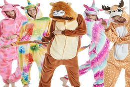 Adult039s Flannel Kigurumi Tiger Unicorn Lion Sika Deer Fox Pyjamas Unisex Onesie Costume for Halloween Carnival New Year Party6026182