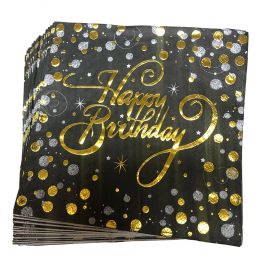 20pcs/lot Rose Gold birthday Napkins Gold/silver Disposable Paper towel Paper Napkins for Happy Birthday party Supplies