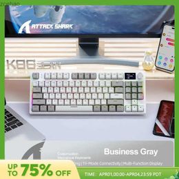 Keyboards K86 wireless hot swappable mechanical keyboard Bluetooth/2.4g with display screen and volume rotation button used for gaming and workL2404