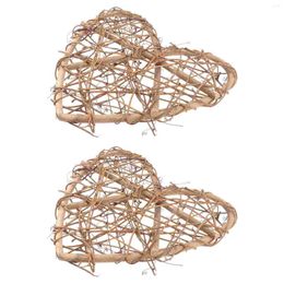 Decorative Flowers 2pcs Heart Rattan Wreath Rustic Grapevine DIY Hanging Wicker Wall Decor Valentines Day Craft Projects Po Prop