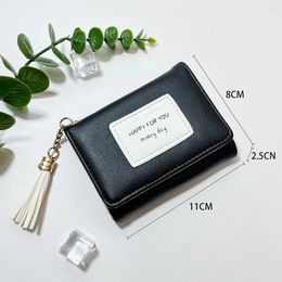 Wallets Women Wallet Short Solid Color Letter Female Pu Leather Hasp Three Fold Coin Purses Ladies Fashion Money Clip Card Holders
