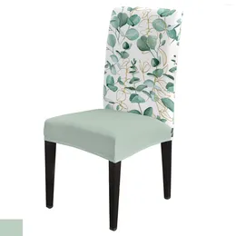 Chair Covers Eucalyptus Plant Green Leaves Abstract Cover Dining Spandex Stretch Seat Home Office Decoration Desk Case Set