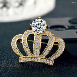 Brooches Design Fashion CZ Stone Crown Pins Gold Plated Luxury Wedding Party Corsage Brand Jewelry Bouttoniere