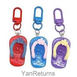 Simulated cartoon flip flops new Personalised and fashionable creative slippers keychains mens and womens bags pendants